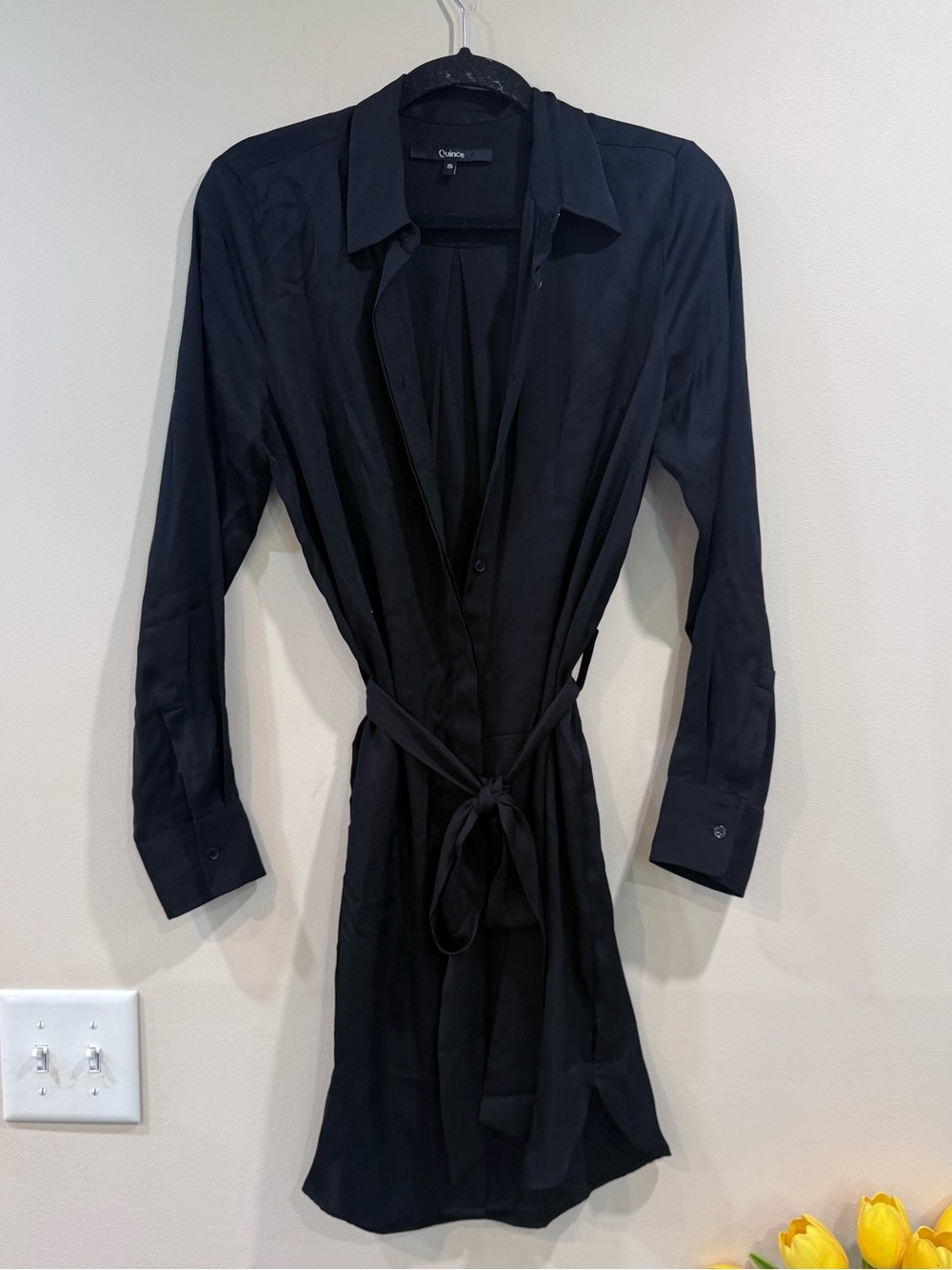 🔥Quince Women’s Black Shirt Dress with Waist Tie Size S EC🔥